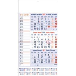 calendrier 3 Mois bleu Memo Plan 