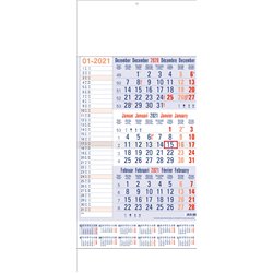 calendrier 3 Mois bleu Memo Plan 